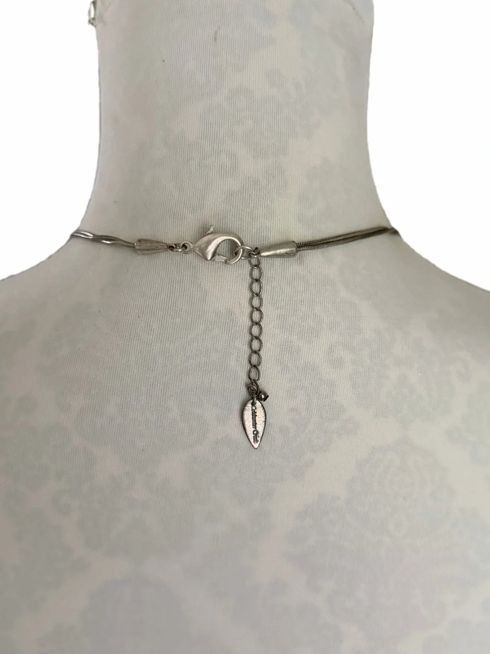 Coldwater Creek Multi Strand Gray Beaded Statement Necklace Silver Tone